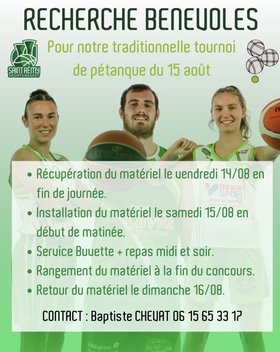 Tournoi de pétanque - recherche de bénévoles